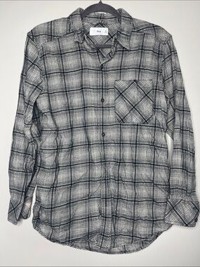 TNA Black & White Plaid Button-Down Shirt
